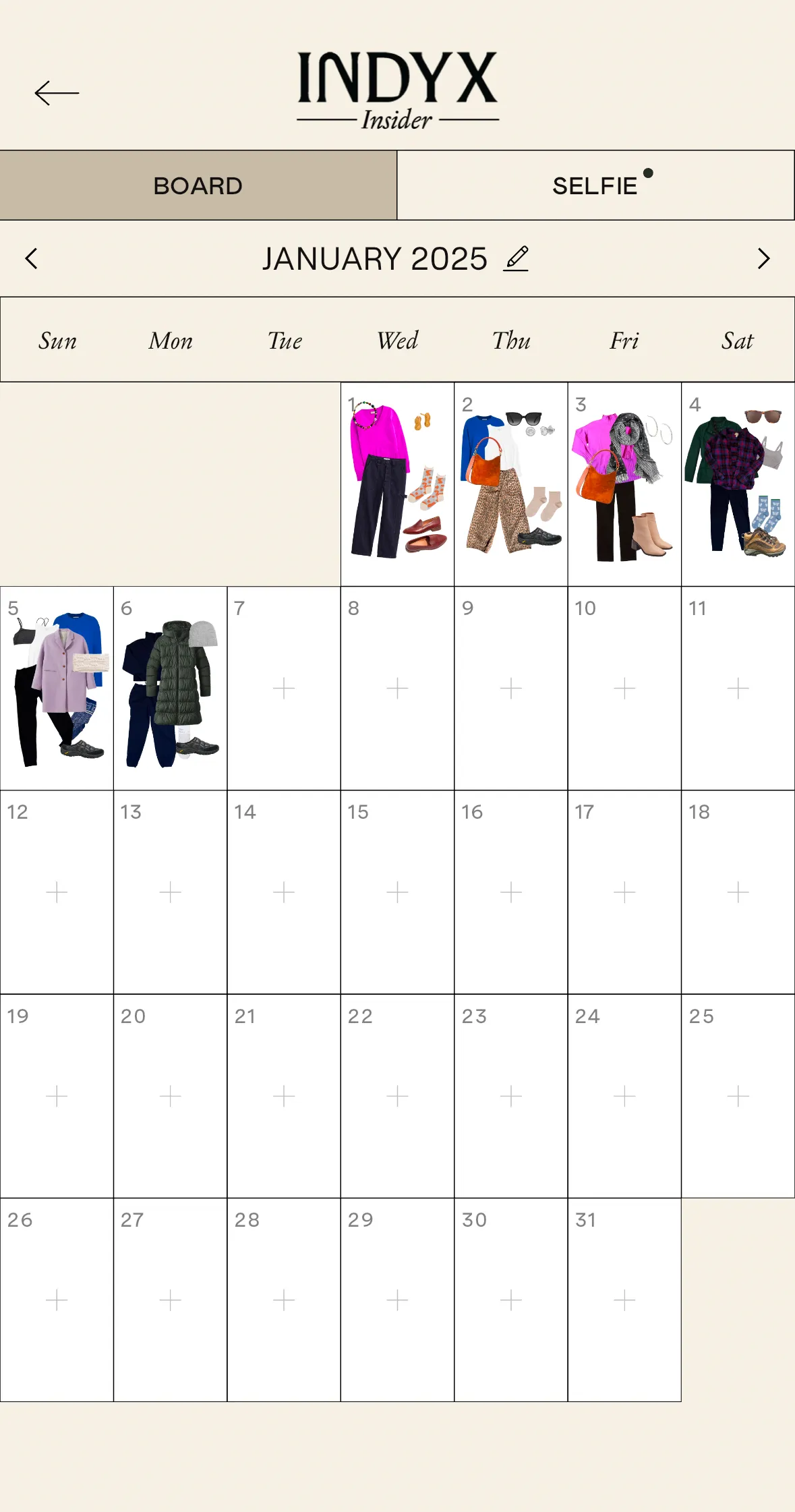 Log the outfit on the calendar