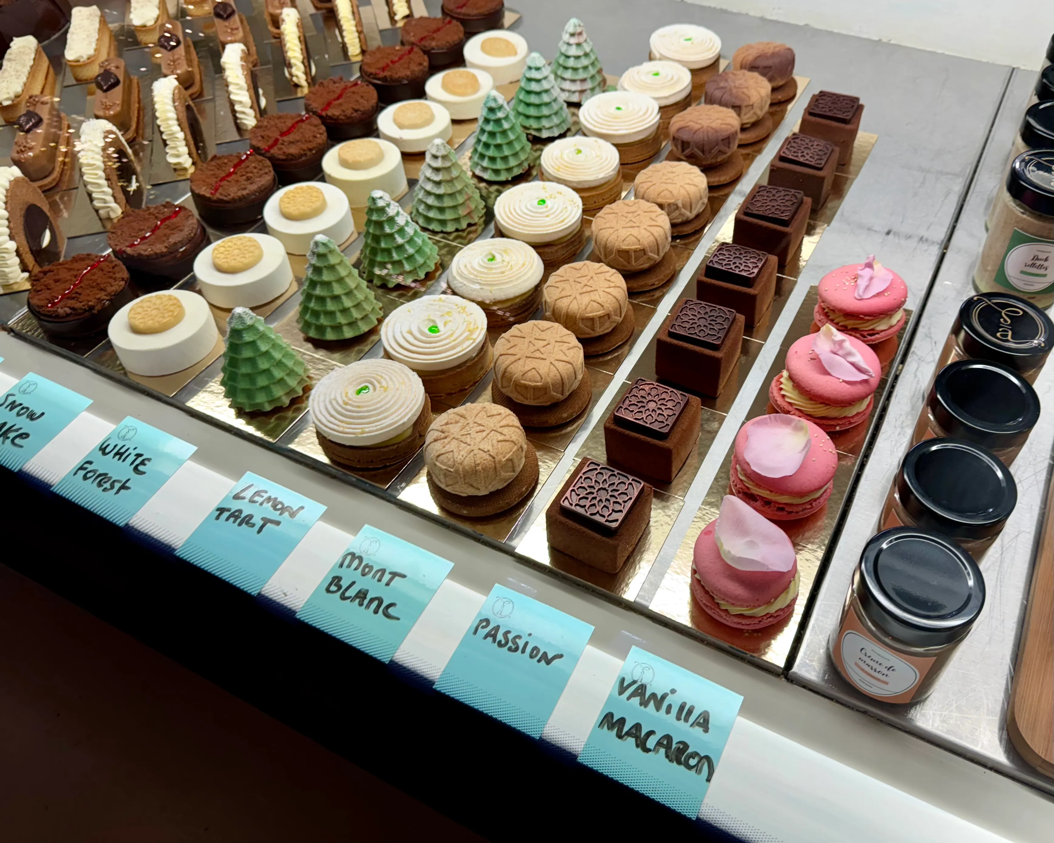 Pastries in the display at Sweet Aurora