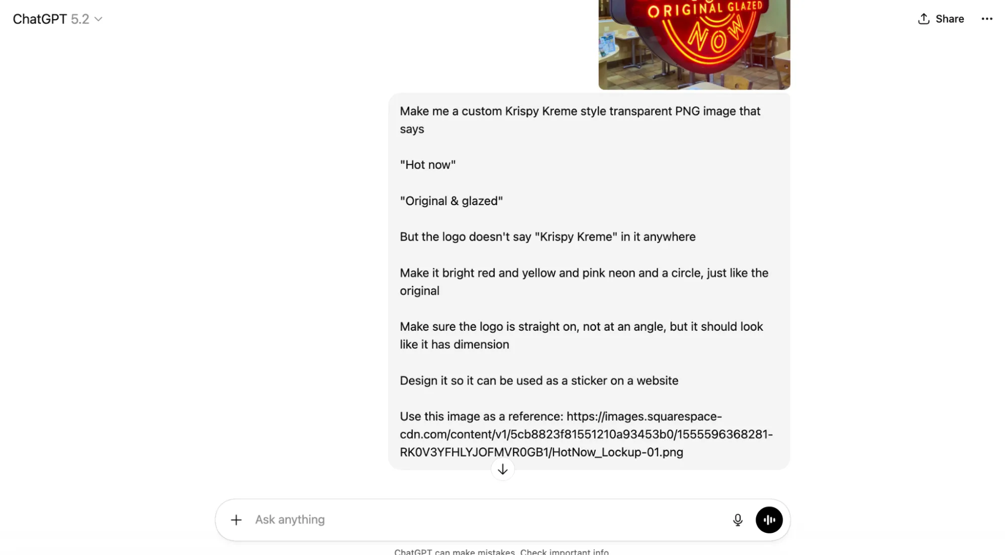 A prompt into ChatGPT